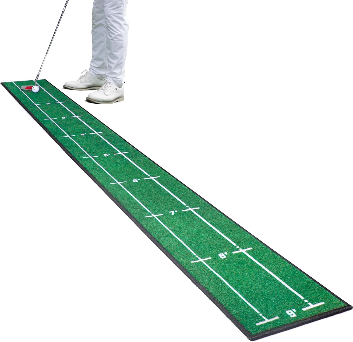 Golf Putting Mat Indoor & Outdoor Professional Practice Putting Green Mat with Distance Marker Anti Slip Backing Golf Accessories Portable Training Matt